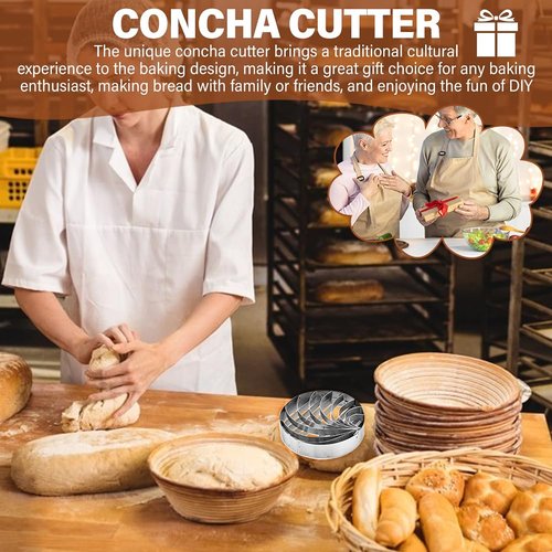 4inch Concha Cutter, Double Sided Bread Mold Stainless Steel DIY Cookie Cutter Concha Stamp for Baking Cookies(sliver)