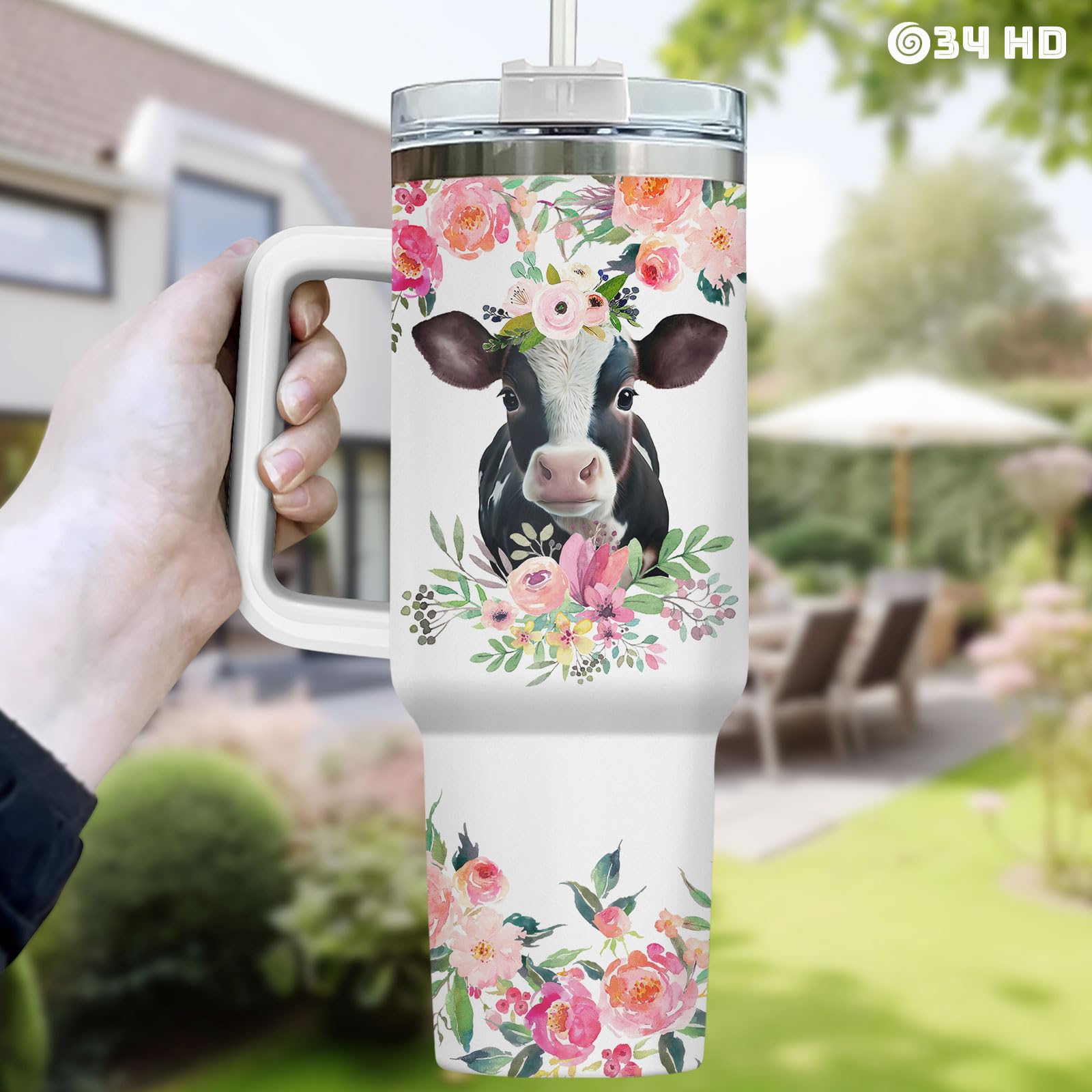 34HD Sloths Tumbler 40oz with Handle and Straw, Just A Girl Who Loves Sloth Vacuum Insulated Travel Coffee Mug, Special Gifts for Her on Mother's Day - Birthday Present to Mom, Girls & Women