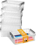 Sooez Extra Large Pencil Box Set - Clear Plastic Organizer with Lid | Stackable Storage for Art Supplies, Grey