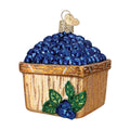Old World Christmas Basket of Blueberries Glass Blown Ornament for Christmas Tree, Handcrafted Holiday Decoration, Fruit Collection