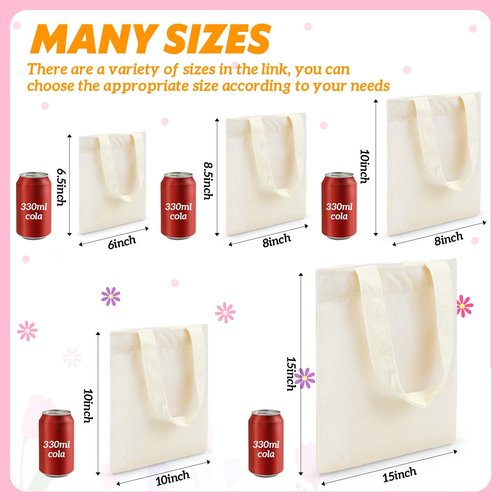 Amylove 72 Pcs Mini Tote Bag Sublimation Blank Canvas Tote Bags Reusable Grocery Luggage DIY Sack Goody for Party Even (10 x 10 Inch,Natural Color)