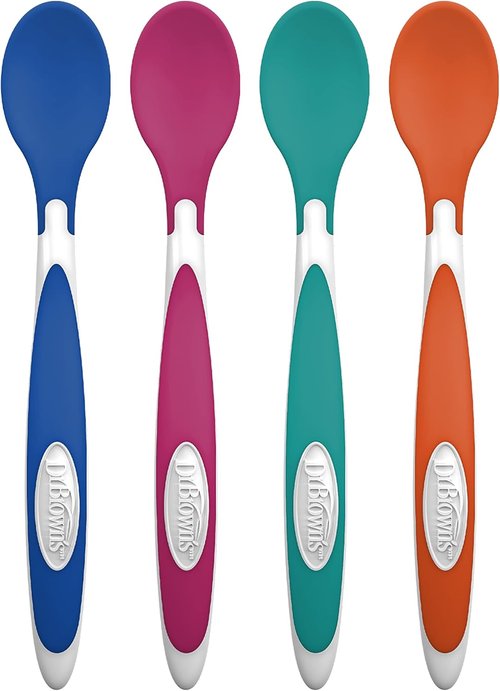 Dr. Brown's TempCheck Spoons - Designed to Nourish, 4-Pack in Blue for Easy Feeding