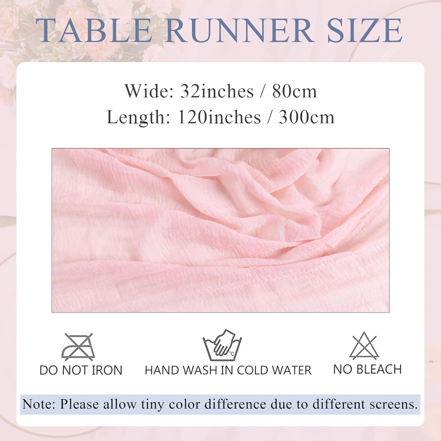 Skiennix Blushing Pink Cheesecloth Table Runner - 10ft Boho Rustic Decor for Weddings & Events | 32x120 Inches