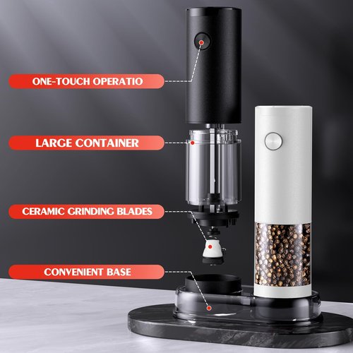 Electric Salt and Pepper Grinder Set Automatic Grinder for Kitchen Battery Pepper Mill Shakers Adjustable Coarseness Upgraded Larger Capacity with Led Gifts for Mom