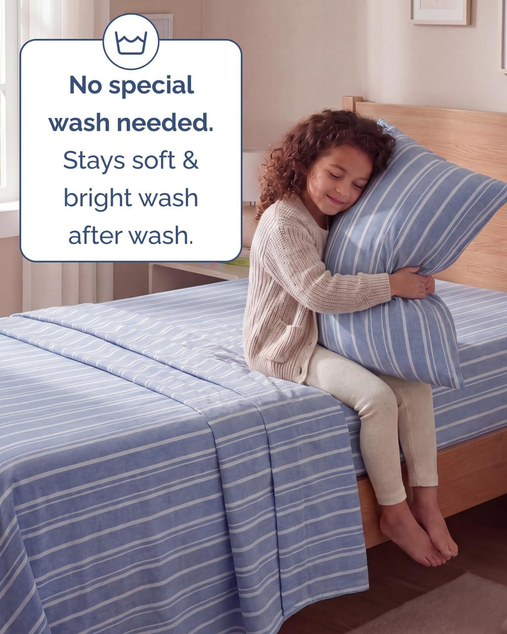 Skiennix Twin Size Sheet Set - Comfy Cooling Bed Sheets with Deep Pockets - Luxury Blue Stripes