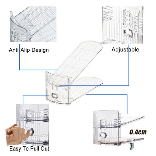 Shoe Slots Organizer for Closet 12PACK Shoe Stacker Adjustable Shoe Slots Organizer Shoe Space Savers Double Layer Stack Shoe Racks for Closet Organization Organizador de Zapatos (Transparent)