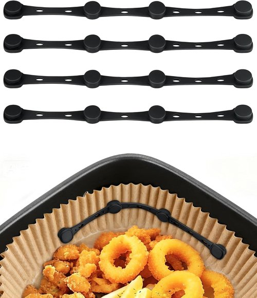 Air Fryer Magnets - 4Pcs Non-Segmented Silicone Buckle Accessories for Safe Parchment Paper Use