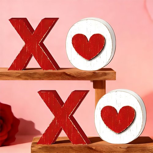 XOXO Sign Wooden XOXO Decorations Valentines Day Decorations Valentines Decor Indoor for Home Table Centerpiece Shelf Mantel Fireplace Dinner Hotel Decor
