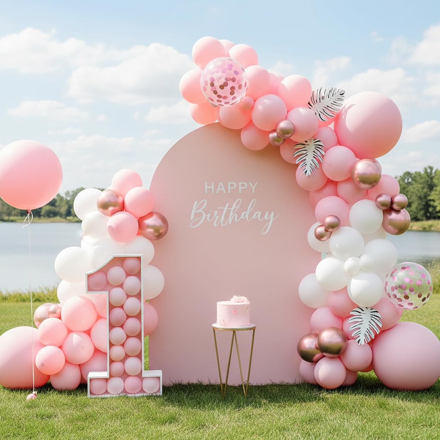 RUBFAC Latex Balloon Garland Kit - 129pcs in White & Pink - Perfect for Baby Showers & Parties