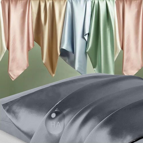 Mulberry Silk Pillowcases by Skiennix - Smooth & Anti-Acne Set of 2 | Standard Size, Space Grey