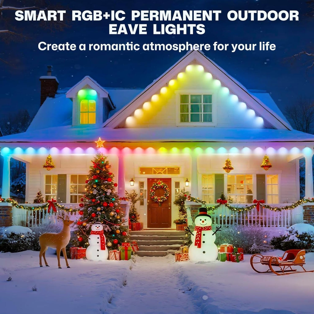 Sxlofty 300FT Permanent Outdoor Lights for House,RGB+IC Smart Outdoor Decor,Scene Modes, App/Remote Control,IP67 Waterproof, for Christmas,Holiday, Daily & Pool Party Decor, House Roof Lighting