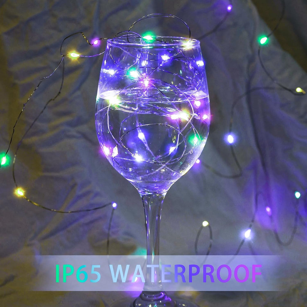 Skiennix 8 Pack Fairy Lights - 7Ft 20 LED Twinkle String Lights | Battery Operated & Waterproof for Parties, Weddings, and Decor - Rainbow Pastel
