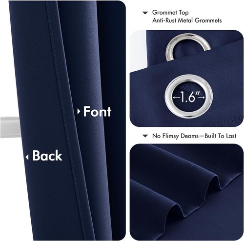 MIULEE Navy Blue Blackout Curtains - Thermal Insulated Room Darkening Drapes | 86 Inches Long, 2 Panels