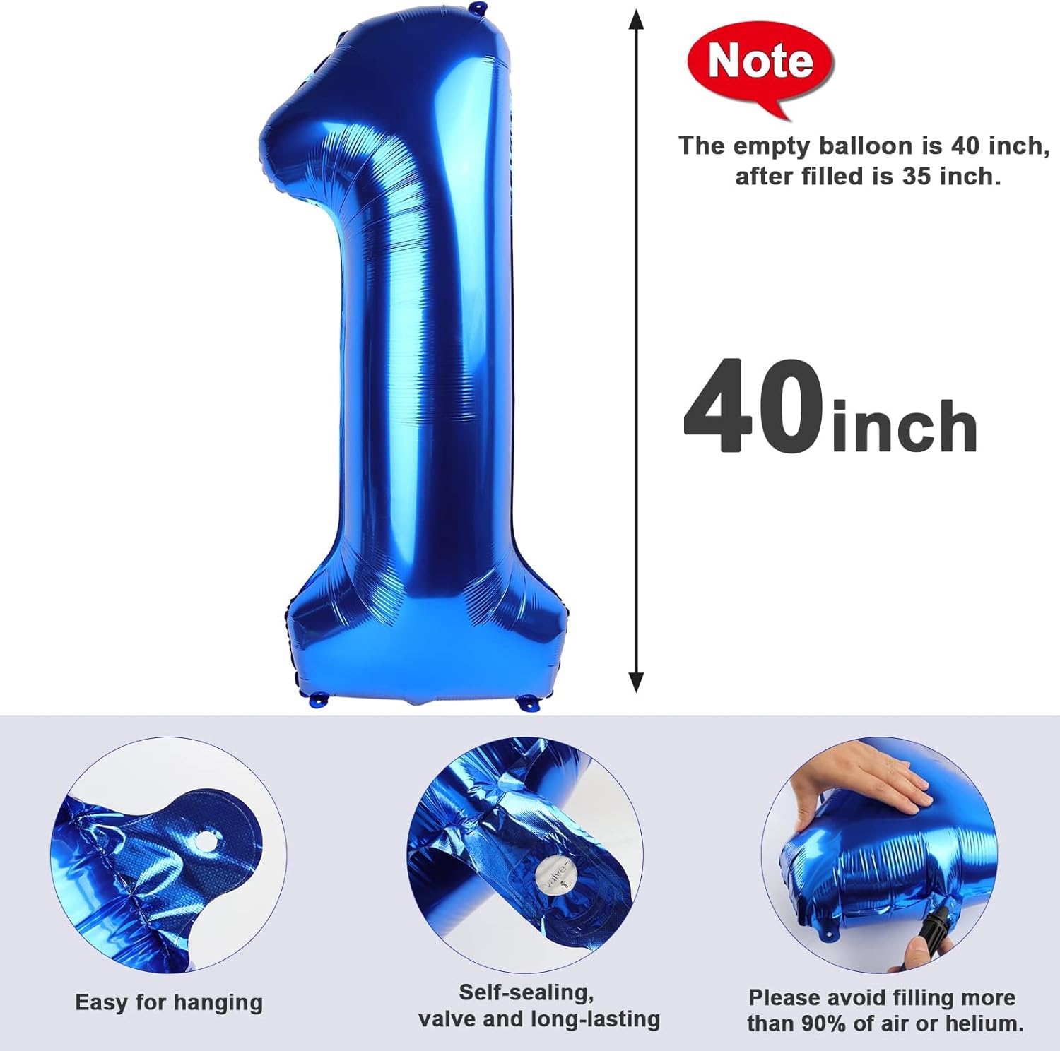 Skiennix 14 Balloon Numbers - Large Dark Blue 40-Inch Foil Balloons for Birthday & Wedding Decor