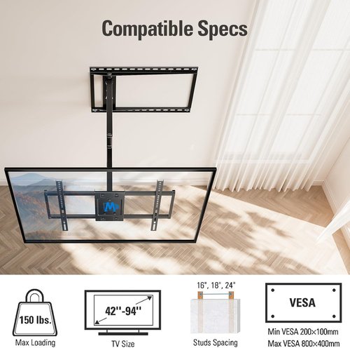 Mounting Dream Long Arm TV Wall Mount - Full Motion Bracket for 42-94 Inch TVs | 40'' Extension, Swivel & Tilt, Max VESA 800x400mm, Supports Up to 150lbs
