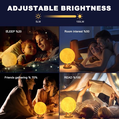 Moon Lamp - 6-Inch Sliding Control Night Light with 16 Colors & Unique Stand | Perfect Gift for Kids & Adults