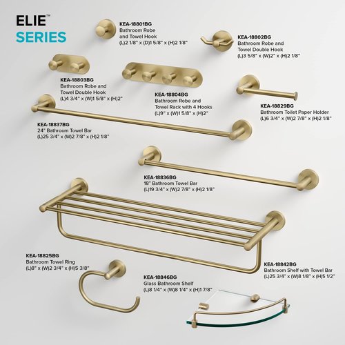 KRAUS Elie Bathroom Robe and Towel Hook in Brushed Gold, KEA-18801BG