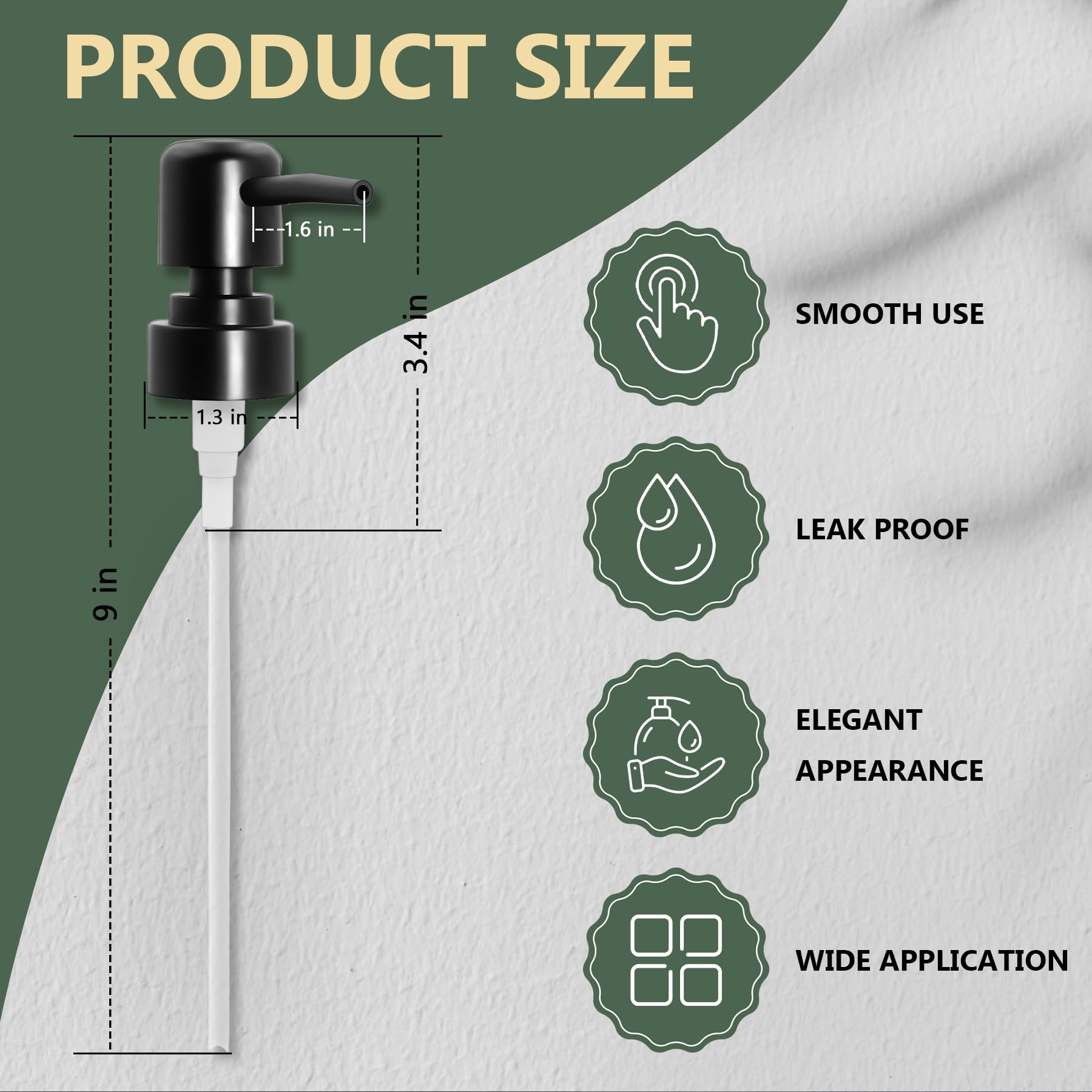 Philbinden 6Pcs Soap Dispenser Pump Head Replacement Set,Reusable Hand Soap Dispenser Top for Bathroom,Kithen Worktop Bottles, Standard Diameter 28/400 Neck Size (6, Black)