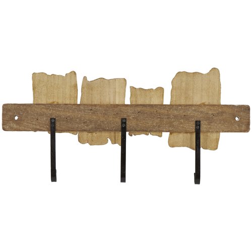 Deco 79 Wood Handmade Live Edge Lake Sign 3 Hanger Wall Hook with Metal Accents, 19" x 9" x 2", Brown