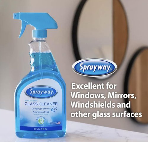 Sprayway Glass Cleaner Liquid Spray, 32oz, Pack of 6 | Ammonia-Free, Streakless, Foaming Action | Recyclable Bottle, Fresh Fragrance | Removes Fingerprints, Dust, Dirt, Smoke Film | All Glass Surfaces