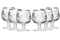 SET of 6 Russian Cut Crystal Cognac Scotch Whiskey Stemmed Snifter Goblet Glass, 24K Gold Rimmed 5 Oz. Vodka Liquor Old-fashioned Glassware Hand Made