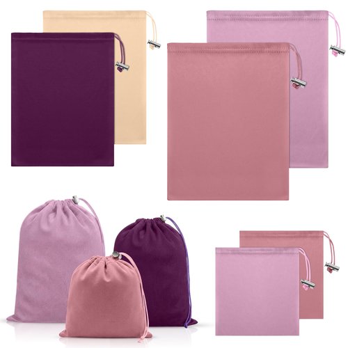Hillban 6 Pcs Adult Toy Storage Bags Satin Drawstring Gift Bags Adjustable Silk Pouch Lightweight Multipurpose Foldable Stuff Sack Travel Bag for Women, 3 Sizes(Sml,Pink and Purple)