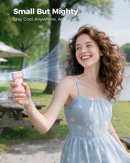 SWEETFULL Handheld Turbo Fan, 100-Speed Mini Fan with Digital Display, 12H Rechargeable Cooling, Portable for Travel & Outdoor Pink