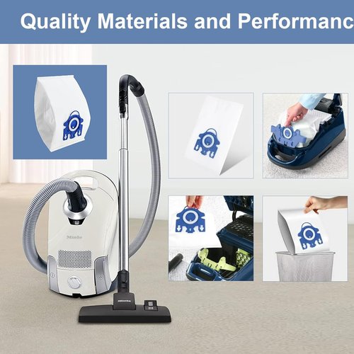 Miele 3D AirClean Vacuum Bags - 24 Pack with Motor Protection & Cleaning Brush | Compatible with Classic C1, C2, C3, S2, S5, S8 Series