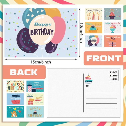 Kosiz 120 Pcs Birthday to You Cards 4 x 6 Inch Postcards Assorted Greeting Cards Blank Note Cards, 12 Styles