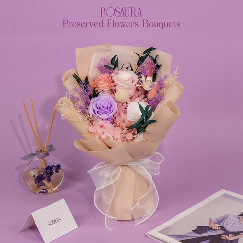Rosaura Preserved Flowers Bouquets, flowers for Delivery Prime, Forever Roses Bouquets Valentine's Day, Mother's Day, Christmas, Birthday Gifts (Pink)