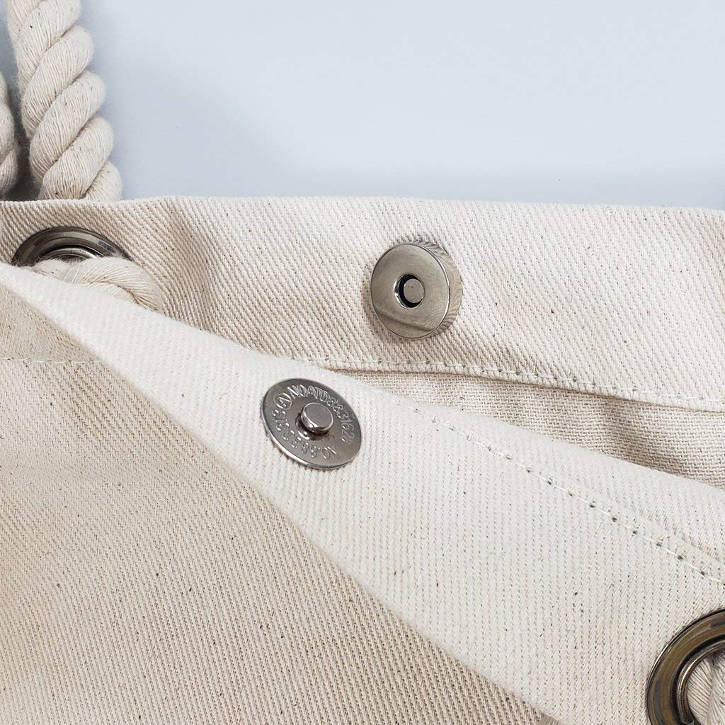 TBF 6 Pack Rope Handle Tote Bags Large Tote Bag with Rope Handles Sturdy Canvas Reusable Grocery Shopping Bags Tote Bag Beach Bag (Large (20" W x 15" H x 5" D))