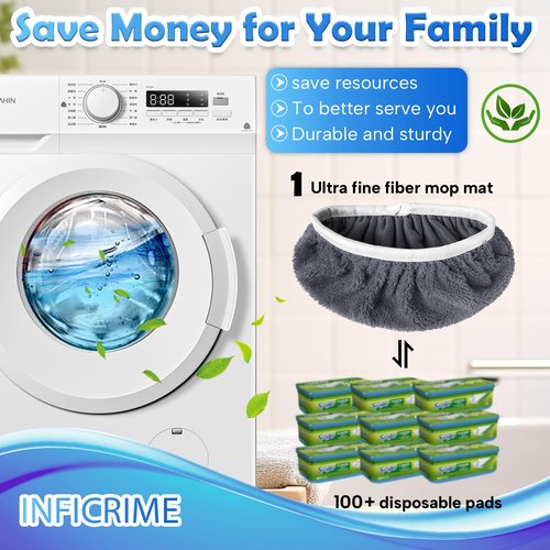 INFICRIME 6 Pack Reusable Microfiber Mop Pads Compatible with Swiffer Sweeper Mop, Dry Sweeping Cloths & Wet Mopping Cloths, Washable Mop Pads for Surface/Hardwood Floor Cleaning (Mop is Not Included)