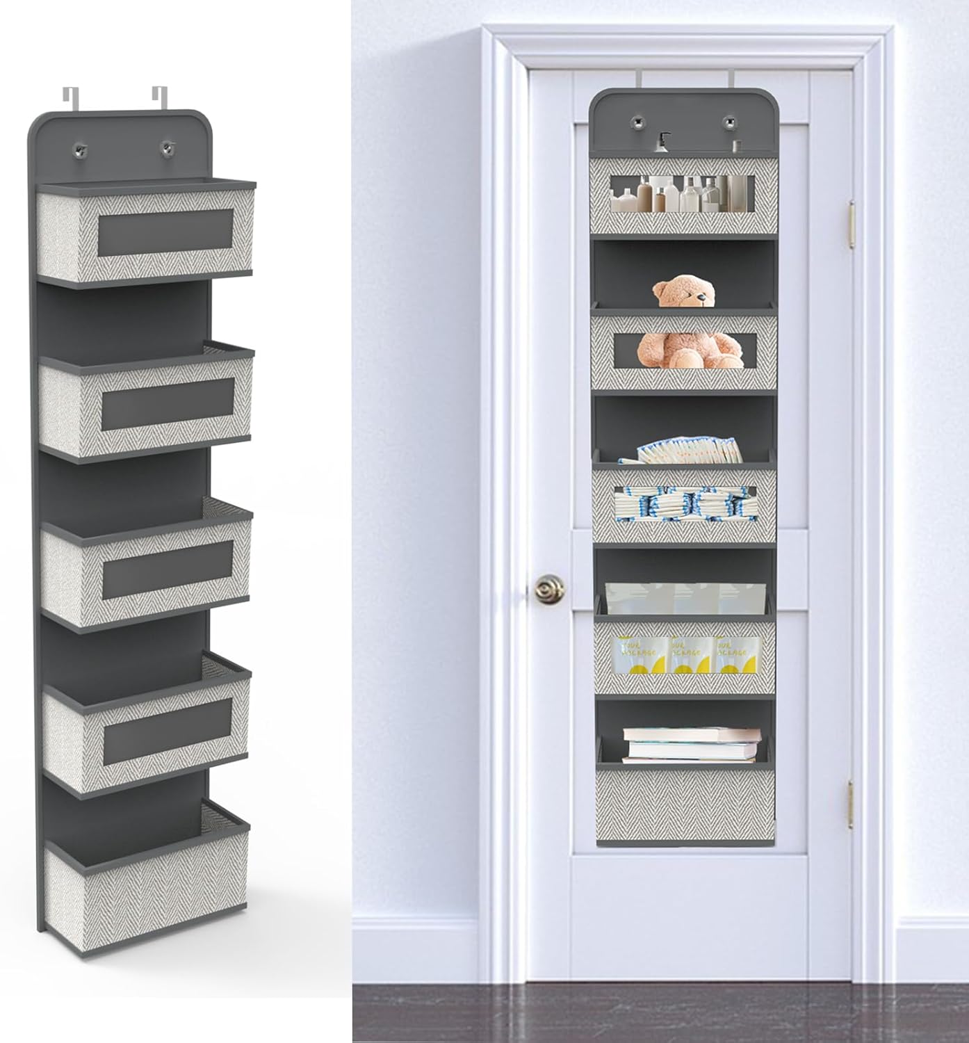 Over The Door Organizer by [Brand Name] - 5 Spacious Pockets with Clear Windows & Metal Hooks for Easy Storage