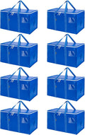 BALEINE Oversized Moving Bags - Heavy-Duty Storage Totes with Reinforced Handles | Royal Blue, 8-Pack