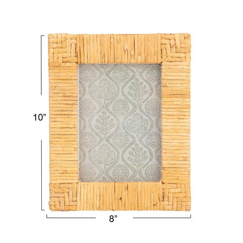 Creative Co-Op Handwoven Rattan Photo Frame, Natural(Holds 5" x 7" Photo)
