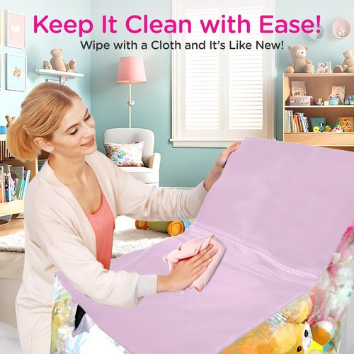 FIVESTARBABY Clear Stuffed Animal Storage Chair for Kids – Plush Toy Organizer Seat, Transparent Stuffed Animal Storage for Bedroom & Playroom, Holds Plush Toys - Pink