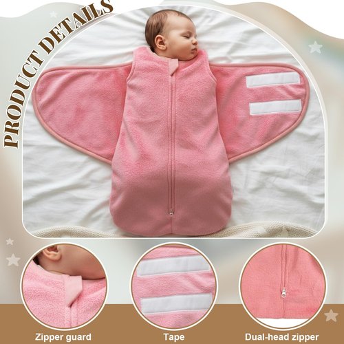 Mindsoft Furry Newborn Swaddle Sleep Bag for 0-3 Months Winter Warm Plush Baby Sleeping Bag Tog 2.5 Golden Mink Wearable Blanket with Adjustable Wrap for Infant Baby Shower New Parents Gift, Pink