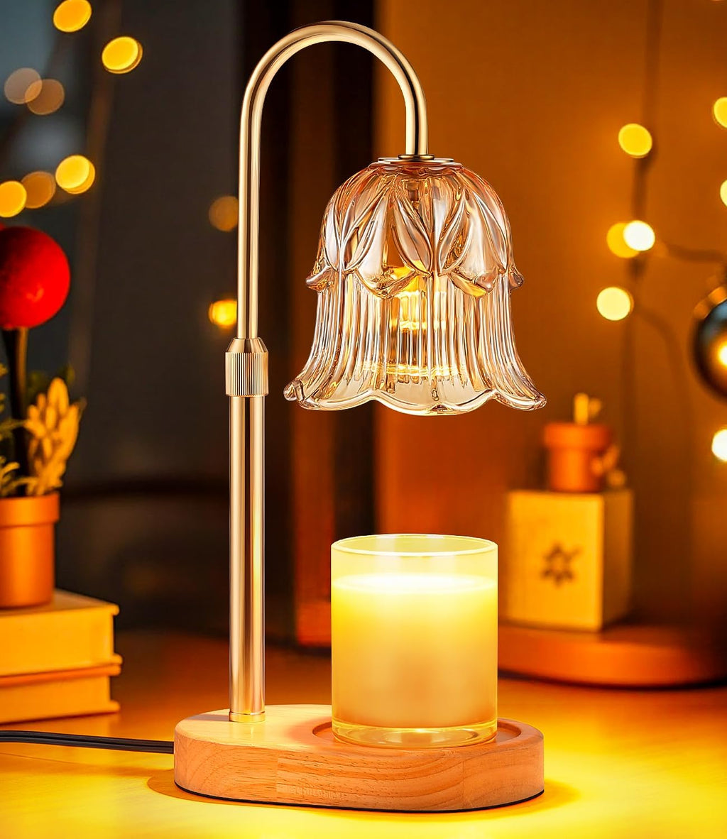 Skiennix Candle Warmer Lamp - Adjustable Timer & Height | Dimmable Vintage Base for Scented Wax Melts