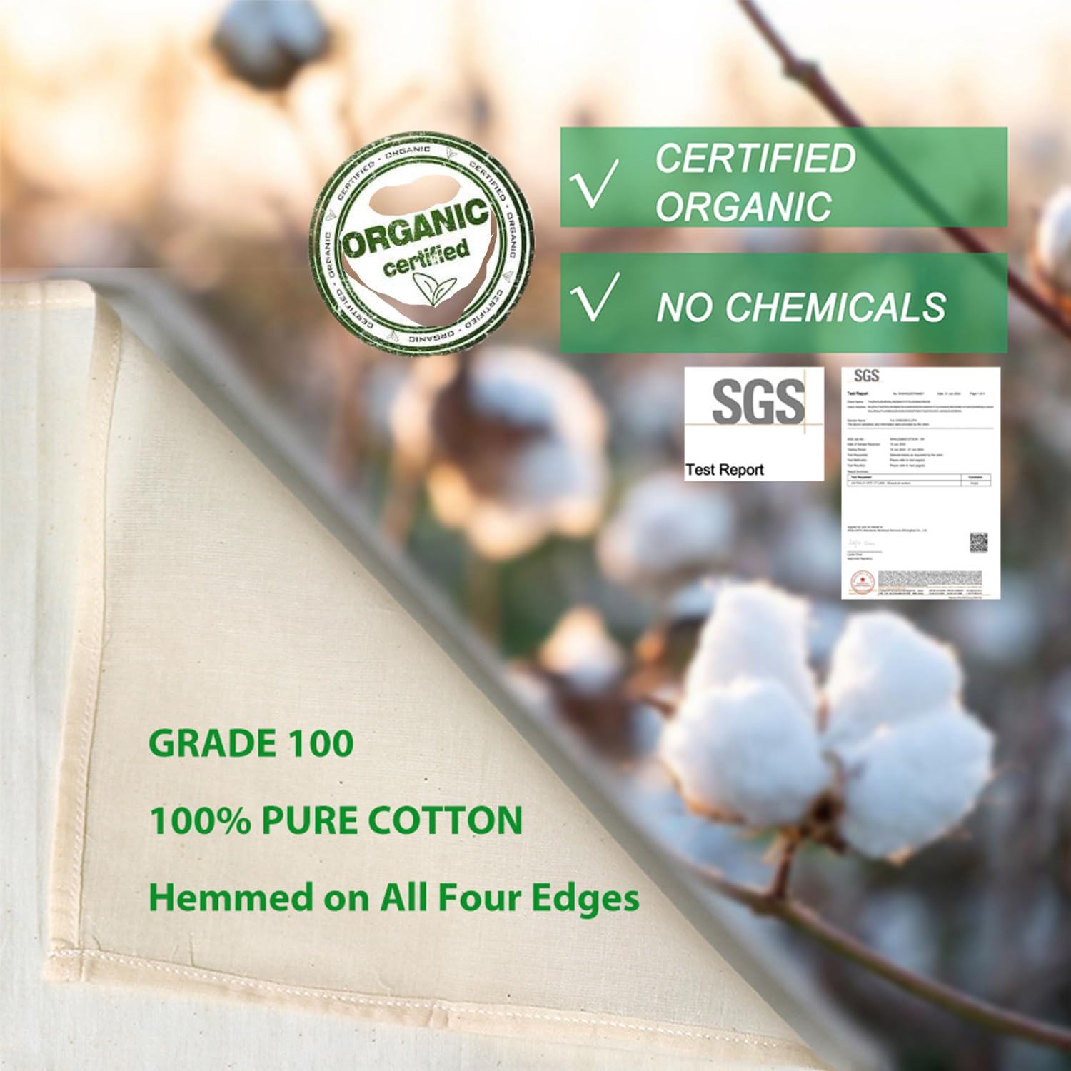 Skiennix Organic Cheese Cloths - Grade 100 Extra Fine Mesh, 20x20 Inch, 6 Pack, 100% Unbleached Cotton