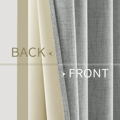 MIULEE Blackout Linen Curtains - Thermal Insulated Room Darkening Drapes | Glacier Gray, 52 x 45 Inch (2 Panels)