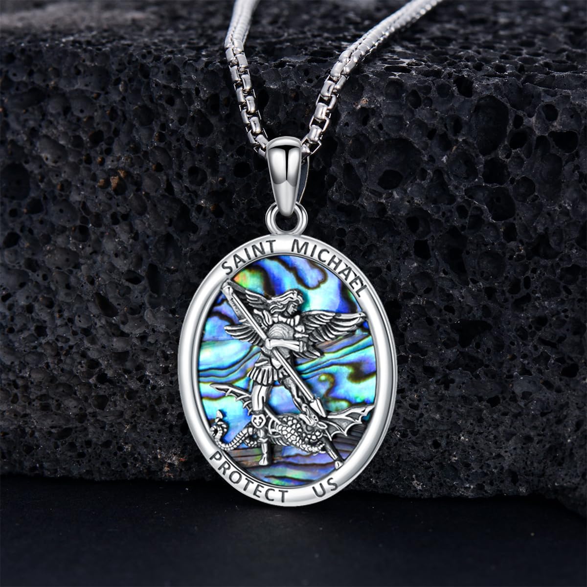 PROESS Saint Necklace - 925 Sterling Silver St. Michael, St. Benedict, St. Anthony & St. Jude Medals | Adjustable 22"+2"/18"+2" Chain