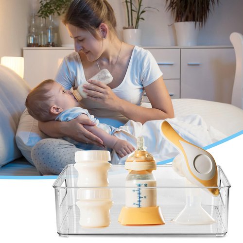 Baby Bottle Organizer Plastic Storage Center for Baby Bottles and Food Jars Baby Bottle Organizer for Cabinet, Perfect Organizer for Kitchen Cabinet, Pantry, Refrigerator, and Countertop（2 pcs）