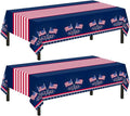Childom Patriotic Tablecloth - 54" x 108" Disposable American Flag Cover for Fourth of July & Veterans Day Celebrations