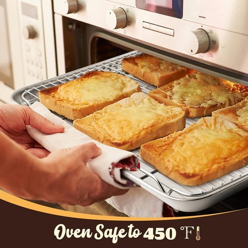 E-far Stainless Steel Baking Sheet Set - 20”x14” Cookie Sheet with Cooling Rack | Dishwasher Safe