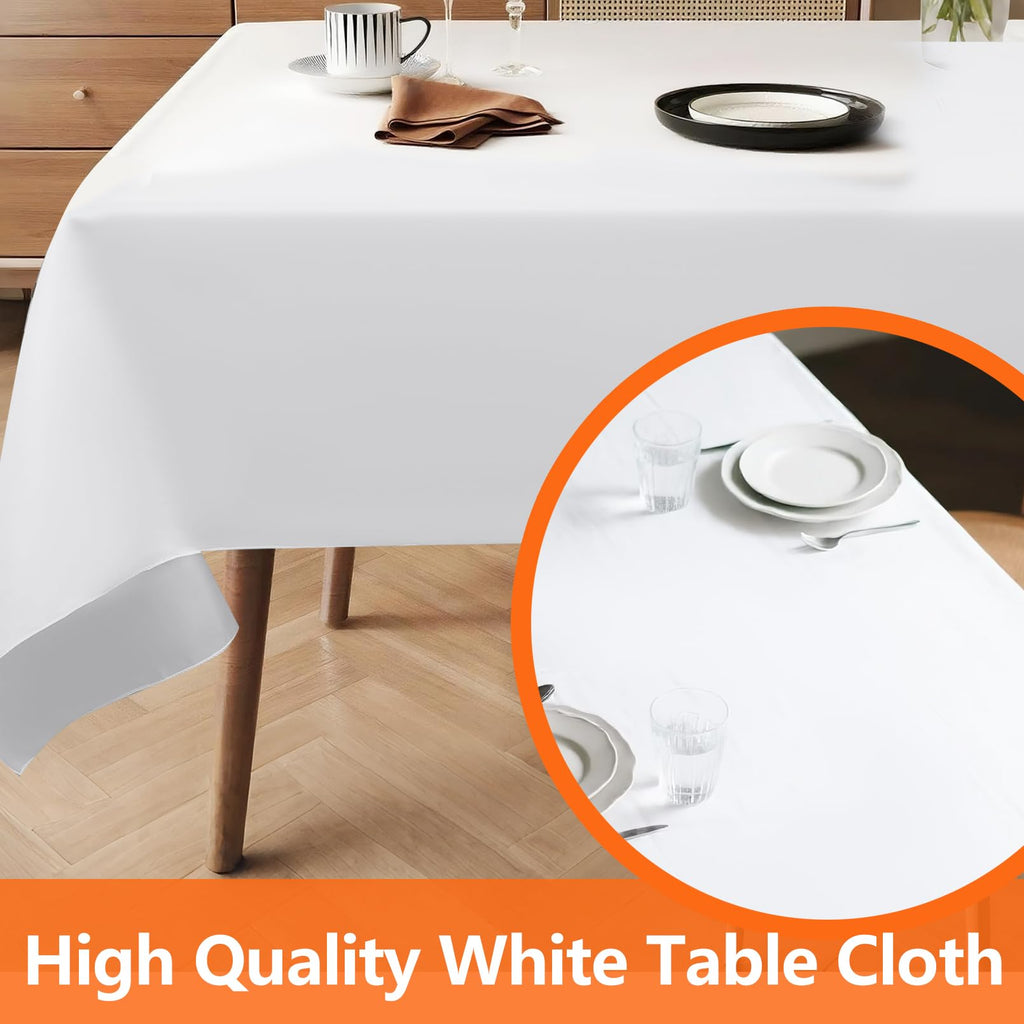 COCPOK 10Pack White Table Clothes,Rectangle Tablecloths for 6 Foot Rectangle Tables,59x102 Inch Wrinkle Resistant Washable Polyester Table Covers,Polyester Tablecloth for Wedding Party Banquet Dining