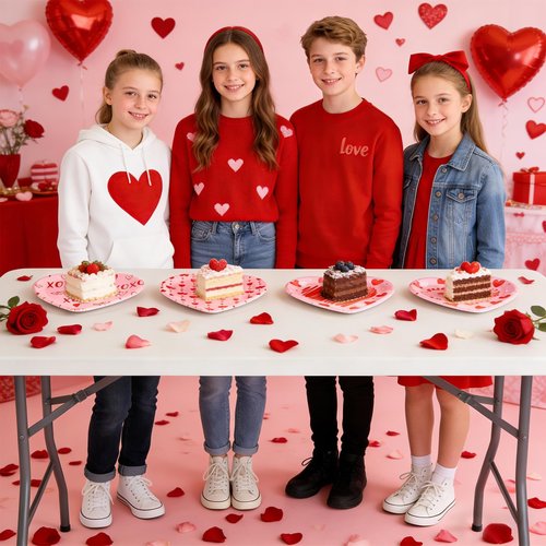 sqzrmdcg 60 Pcs Valentine's Day Disposable Heart Paper Plates, 9 Inch Red and Pink Heart Shape Paper Plates for Wedding Dinners, Romantic Themed Parties Essential Supplies, Valentine‘s Day Gift