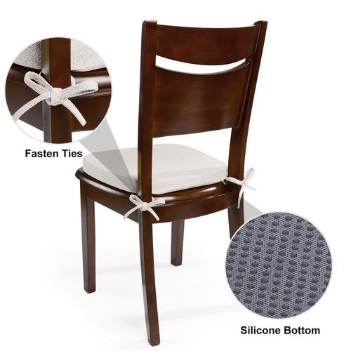 Shinnwa Kitchen Chair Cushions Set of 4, Dining Room Chairs Cushions with Ties, Indoor Seat Pads, 4 Pack, 15 x 15.5 inches, Off White
