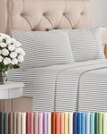 Skiennix Queen Size Sheet Set - Comfy Cooling Bed Sheets - Luxury Hotel Quality - Deep Pockets, Soft, Grey Stripes