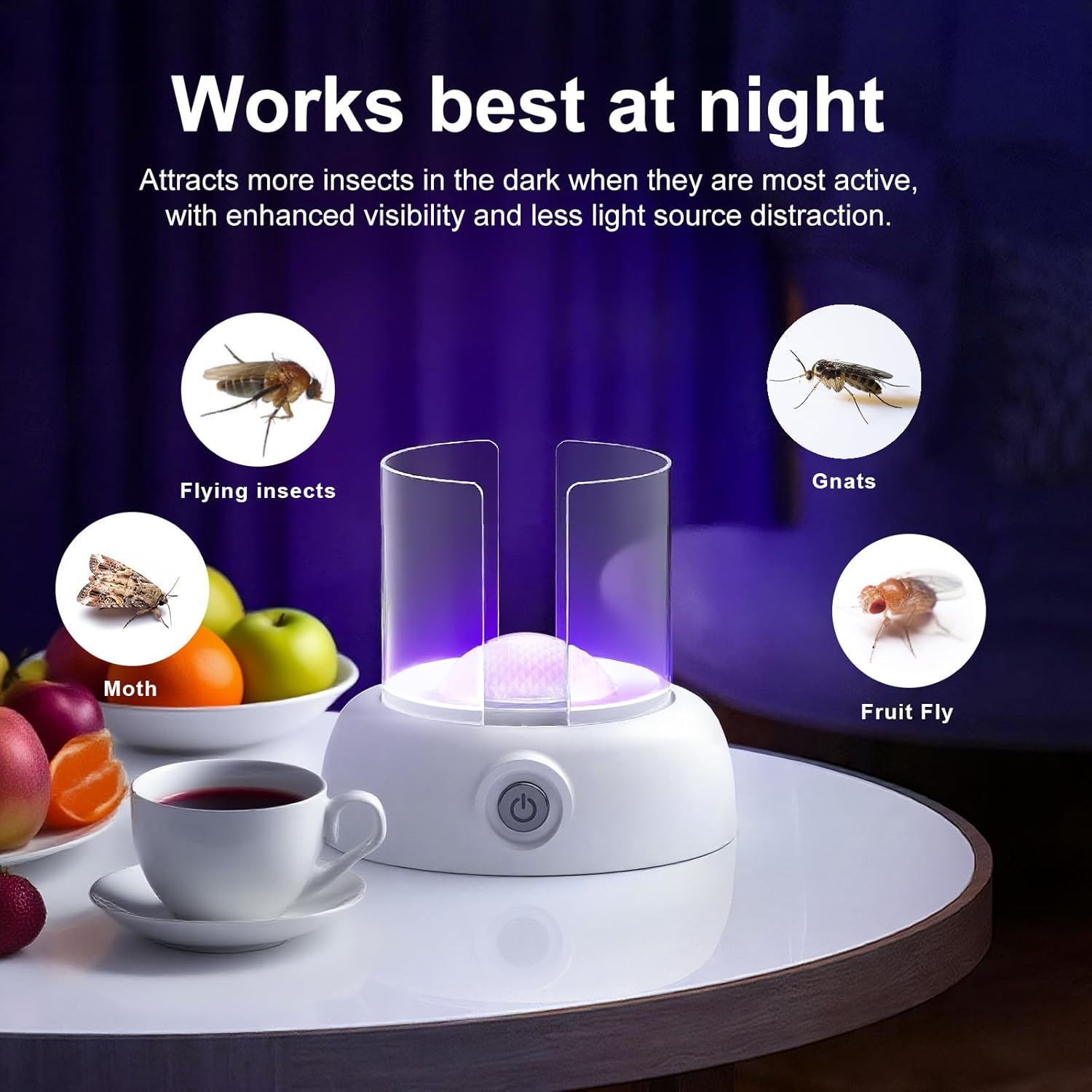 Skiennix Fruit Fly Traps - 360° Attraction Gnat Trap Lamp with 9 Refills & Starter Kit | Dutch White