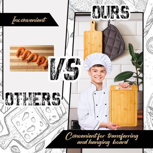 Nuenen 20 Pcs Bulk Wood Cutting Board with Handle 12 x 7.8 Inch Acacia Bamboo Wooden Kitchen Serving Chopping Boards for Pizza, Bread, Charcuterie, Fruit, Vegetables (Bamboo)